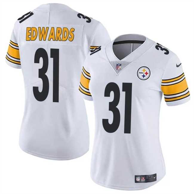 Women%27s Pittsburgh Steelers #31 Daijun Edwards White Vapor Football Stitched Jersey Dzhi->women nfl jersey->Women Jersey